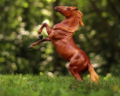 Rearing Chestnut Mustang Model Horse Collectible