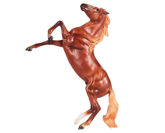 Rearing Chestnut Mustang Model Horse Collectible